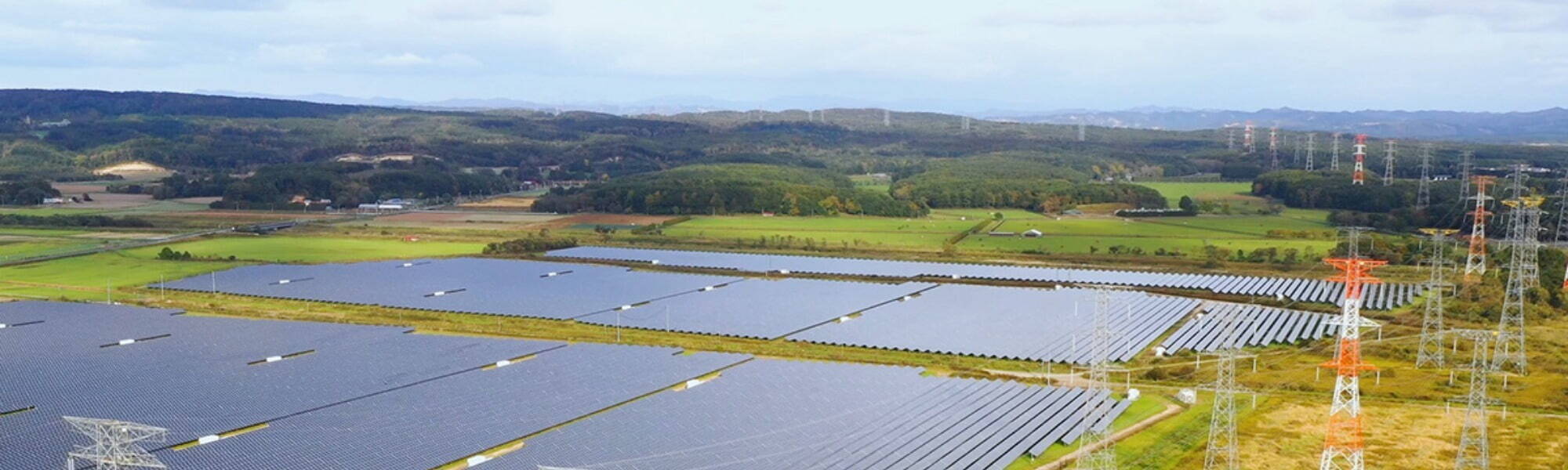 Solar panels in a field